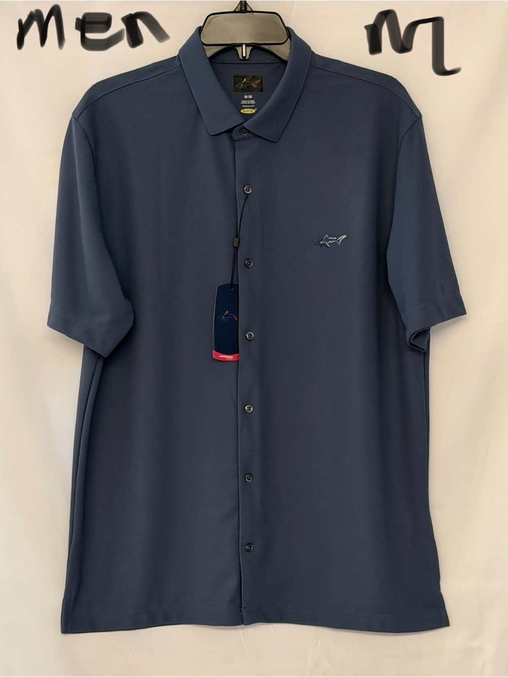 Greg Norman Collection Navy Short-Sleeve Button-Down Polo Shirt